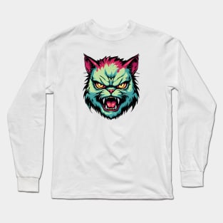 Angry Cat Monster Head Long Sleeve T-Shirt